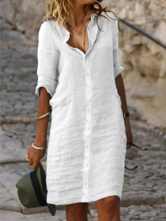 Vestido abotonado con cuello de solapa