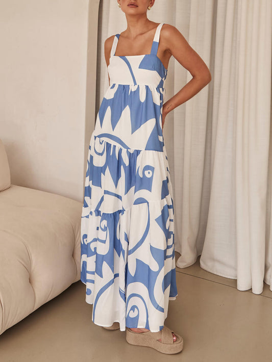 Vestido largo bohemio con estampado geométrico