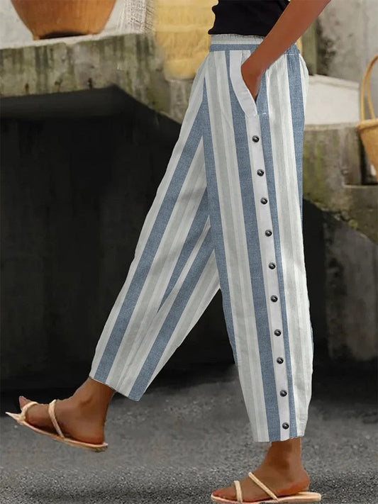 Pantalón casual suelto con estampado de rayas