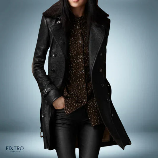 Moderno | chaqueta larga de cuero