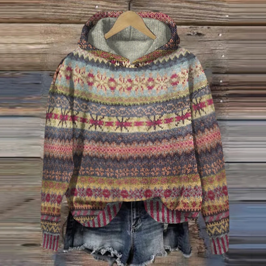 Sudadera informal con capucha Vintage de mujer