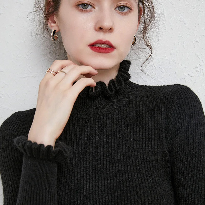 Oleana Sweater | Jersey de cachemira para mujer con diseño de cuello alto