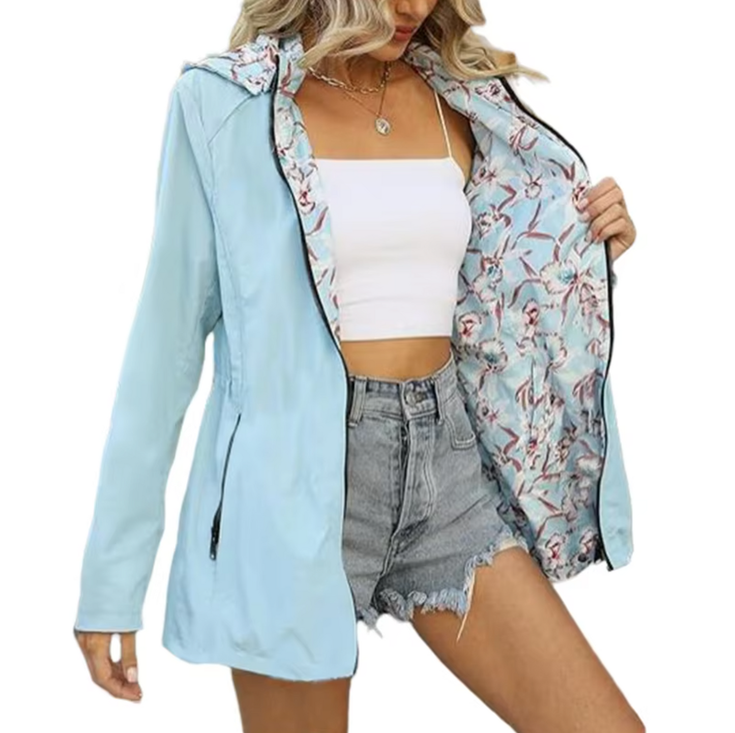 | Chaqueta reversible con capucha y estampado