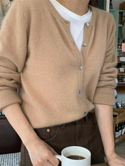 Cárdigan de punto multicapa con cuello redondo
