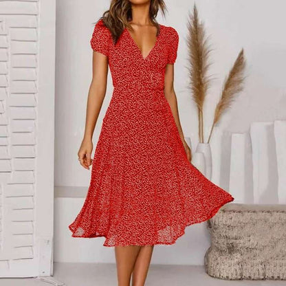 Aireado vestido de verano en línea A con escote en V