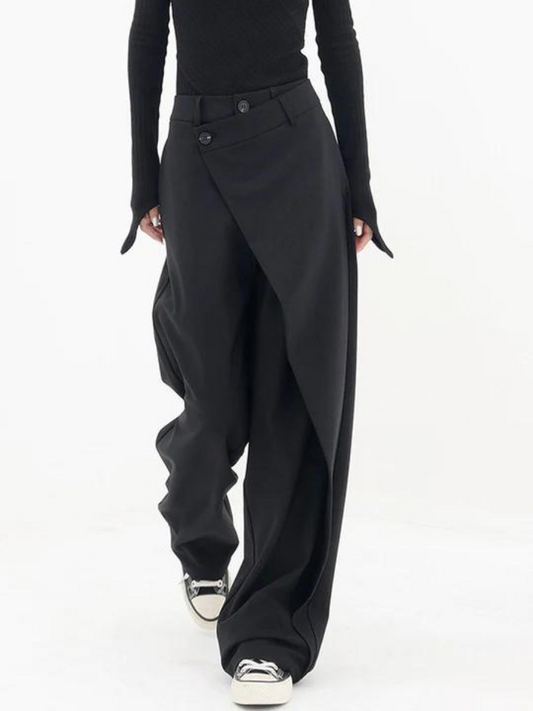 Pantalón ancho asimétrico de señora