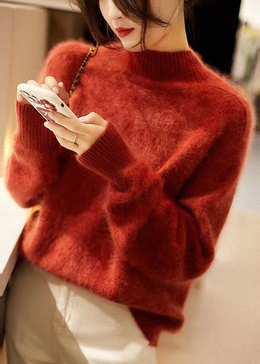 Elegante jersey patchwork con cuello alto para el frío
