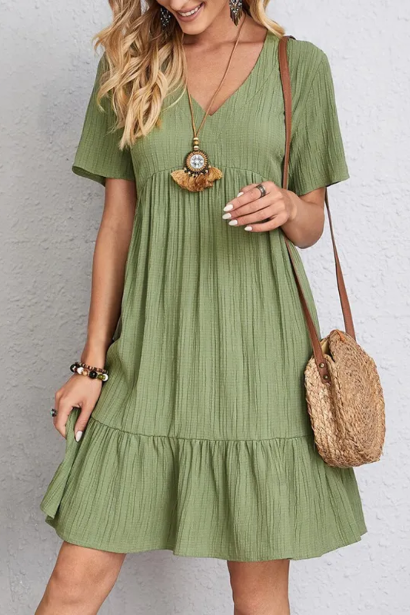 Chloe | Vestido de volantes con cuello en V para mujer