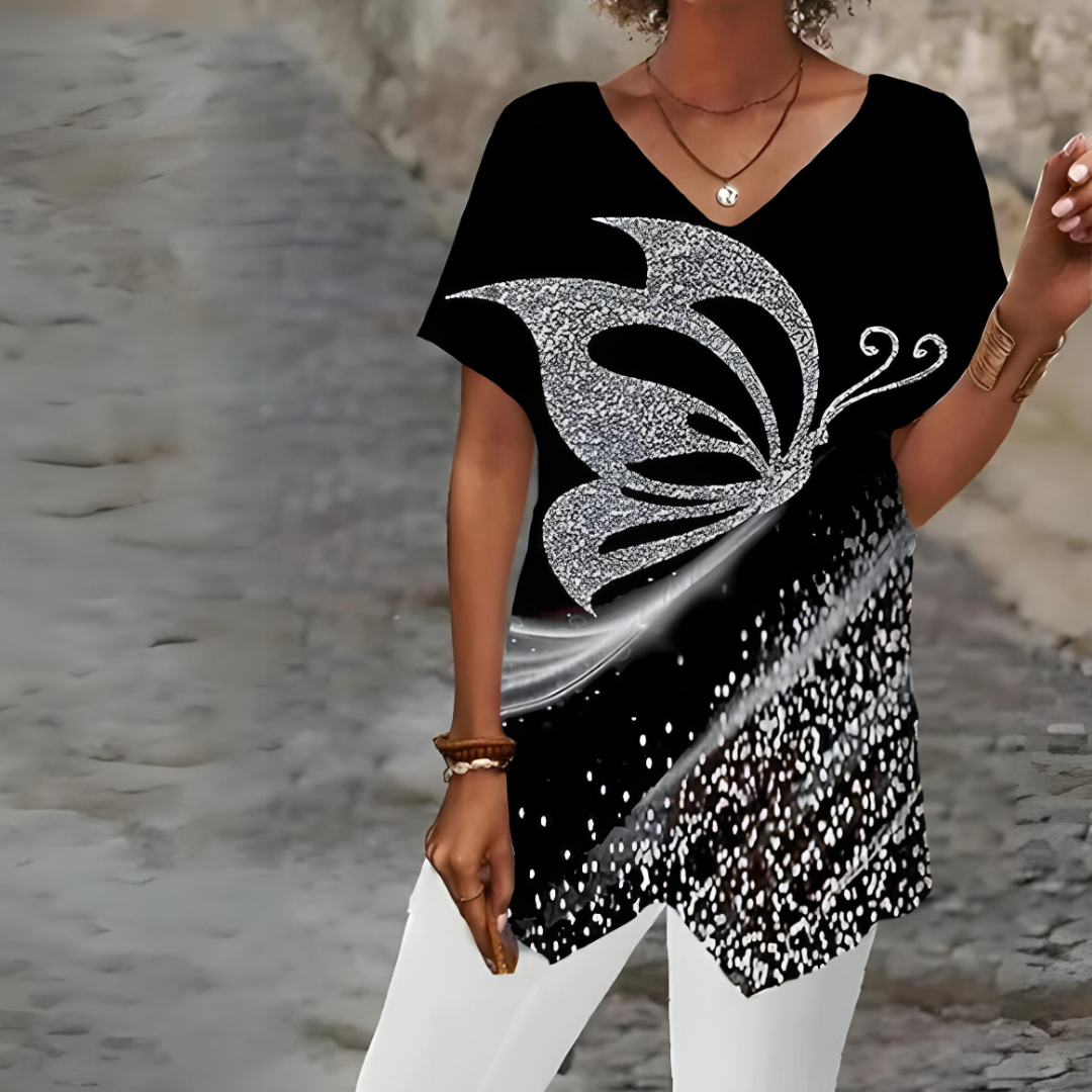 Camiseta elegante con cuello en V Annelies