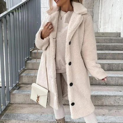 Abrigo de invierno de sherpa para mujer, chic, acogedor, elegante y esponjoso