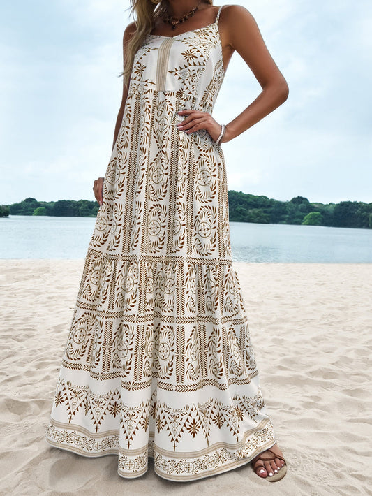 Tropical Vibes: vestido de mujer con dobladillo ribeteado y estampado vegetal
