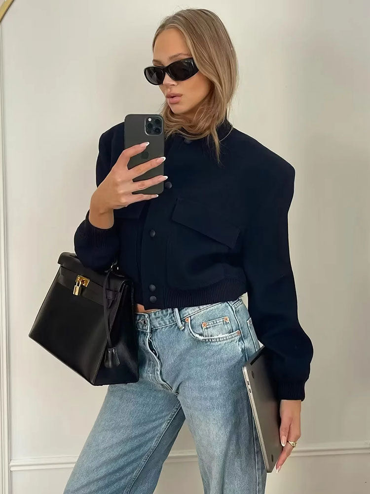 Chaqueta bomber negra de mujer