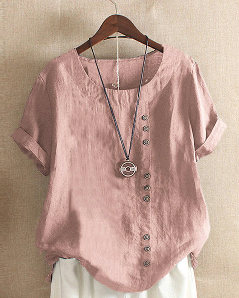 Vera | Camiseta lisa de cuello redondo y manga corta