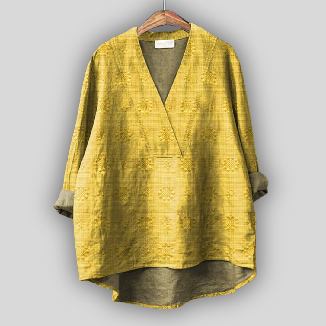 Damska Bluzka Tunika Z Haftem V Neck