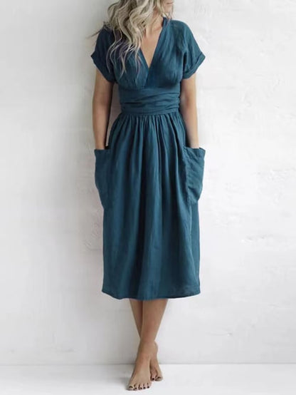 Women's plain casual strapless dress color liso