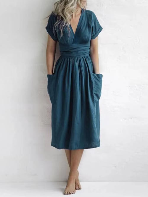 Women's plain casual strapless dress color liso