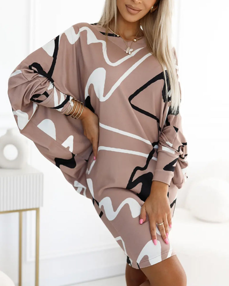 Vestido casual con mangas largas y estampado