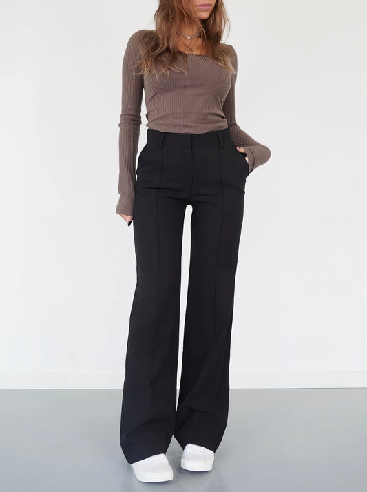 Elianny - Pantalones plisados informales para mujer