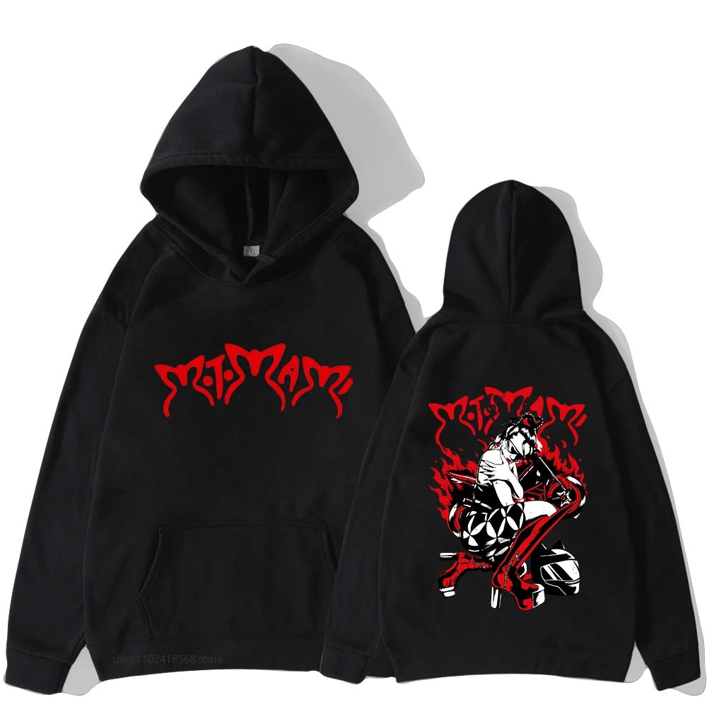 Heidi Mode | Motomami Rosalia Sudadera con capucha gráfica negra