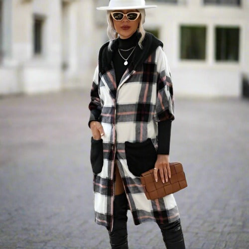 Mona - Abrigo largo de moda con capucha