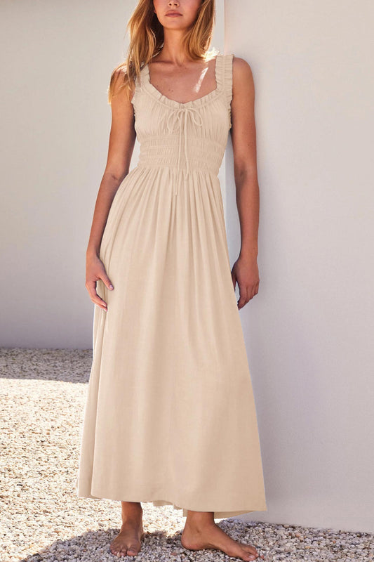 Vestido midi con lazada y escote en V
