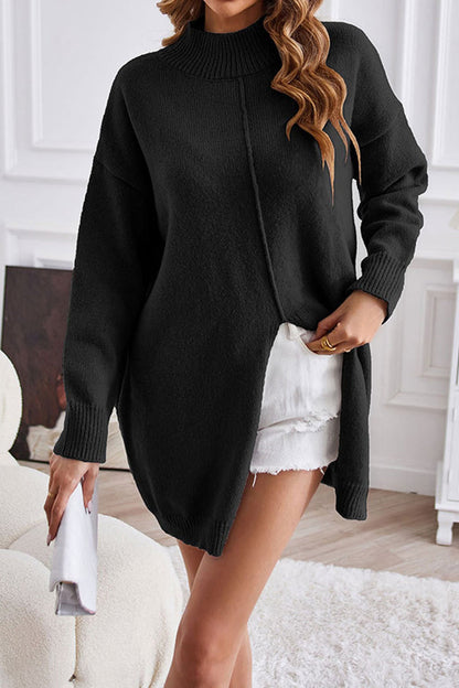 Jumper con cuello alto y abertura delantera a media altura