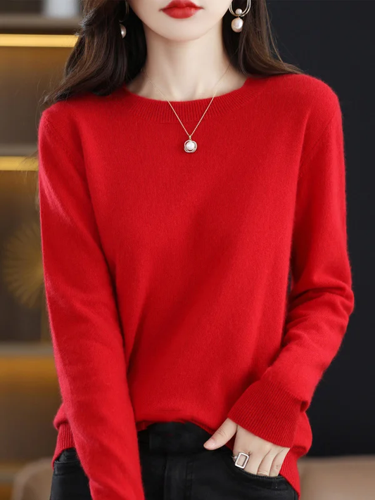Jersey informal con cuello redondo y mangas largas para un look relajado