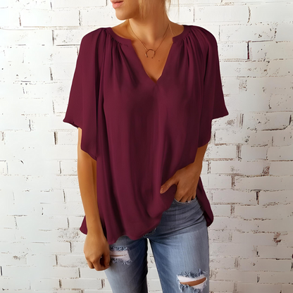 Tineke - Blusa elegante de mujer con cuello en V