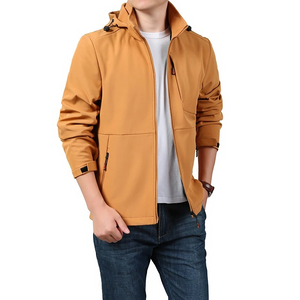 Chaqueta casual softshell impermeable con capucha ajustable para hombre | Perfecta para actividades al aire libre en otoño/invierno