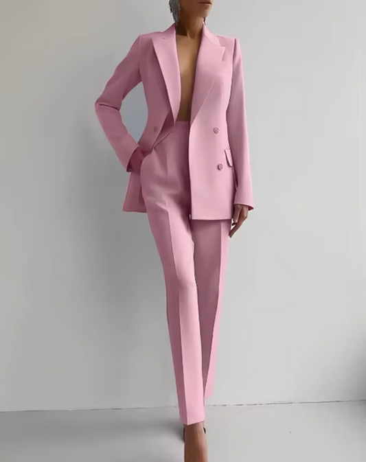Conjunto de blazer y pantalón plisado
