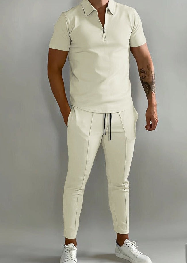 Conjunto de lujo para hombre de 2 piezas con polo y jogger