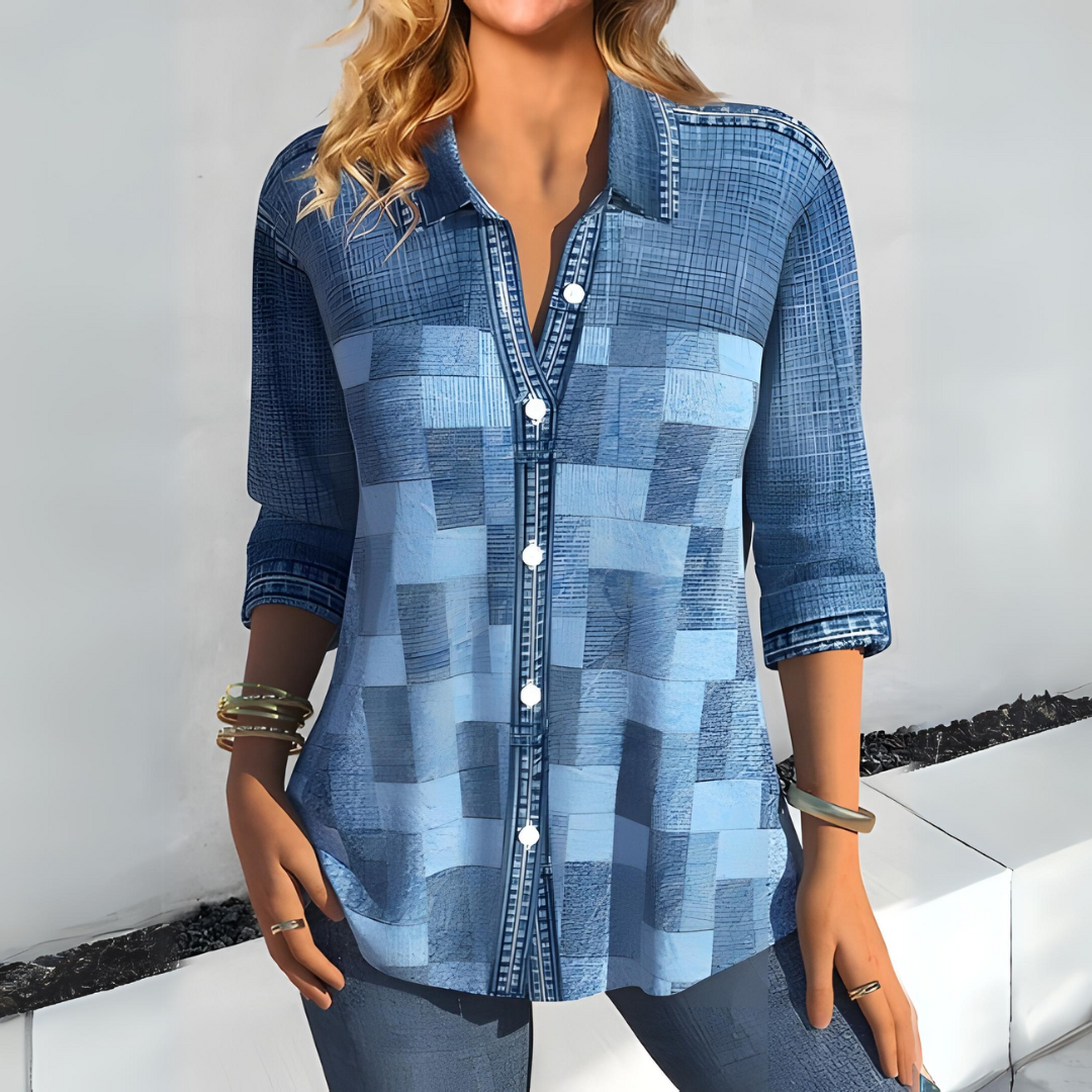 Jasmine | Blusa de mujer a cuadros con botones de moda