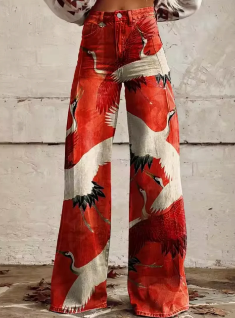 Pantalones anchos con estampado de colores