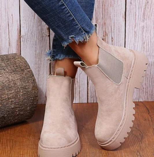 Graceza - Botines de ante con suela robusta para mujer