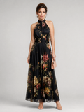 Damska Elegancka Sukienka Maxi Halter