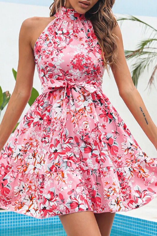 Flora | Vestido Halter Floral de Mujer