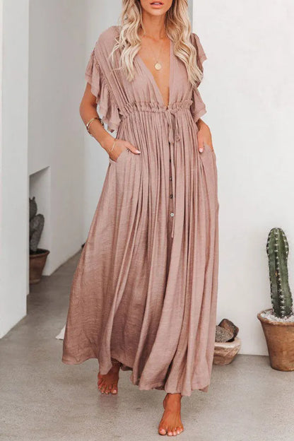 Vestido Fairy Air con cuello en V y mangas con volantes