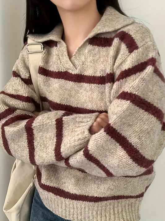 Lena | Jersey de rayas con cuello en V para mujer