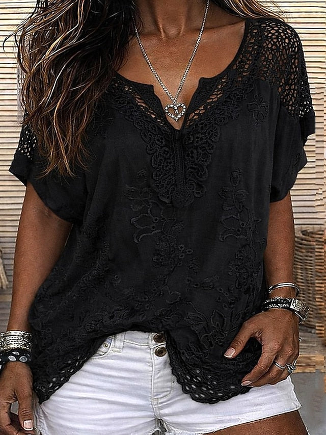 Damska Bluzka V Neck