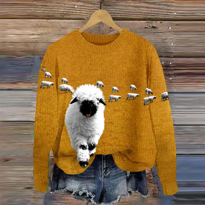Acogedor jersey de punto con cuello redondo y estampado Stray Sheep