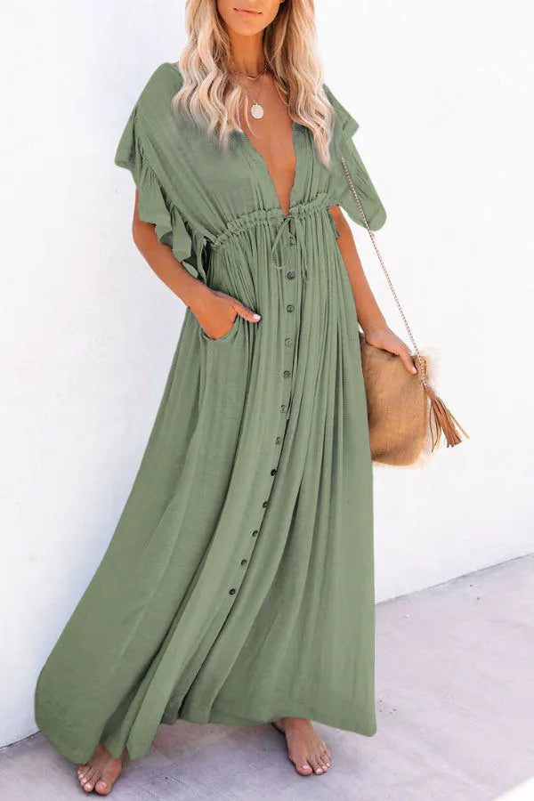 Vestido Fairy Air con cuello en V y mangas con volantes