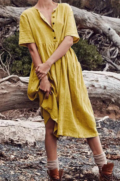 Vestidos patchwork casuales con cuello en O y línea A