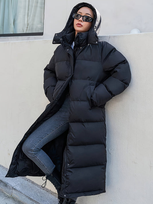 Chaqueta larga y cálida con capucha para mujer | Ideal para otoño/invierno