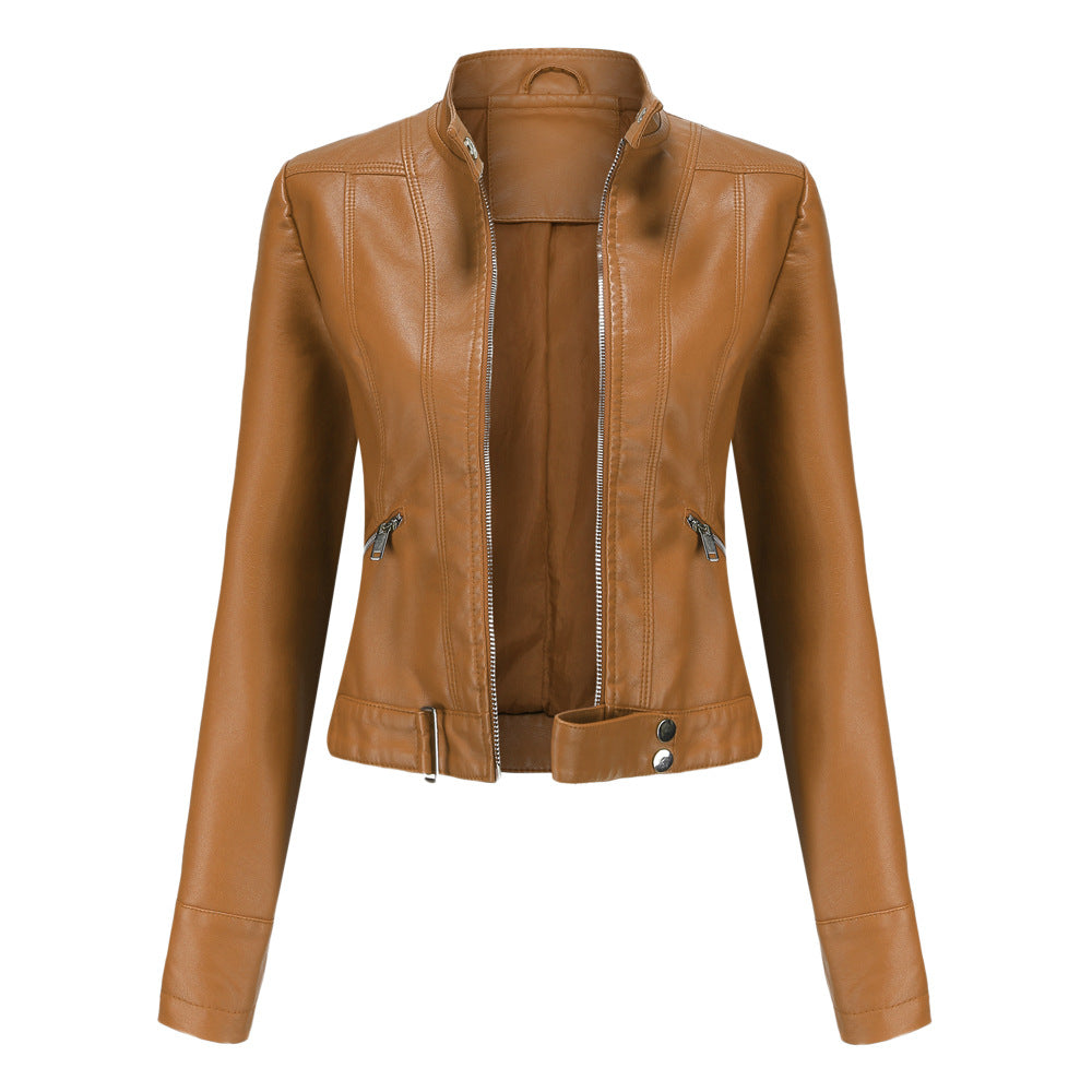 Elegante chaqueta de cuero para mujer