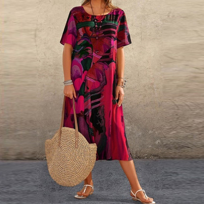 Vestido midi veraniego con estampado moderno