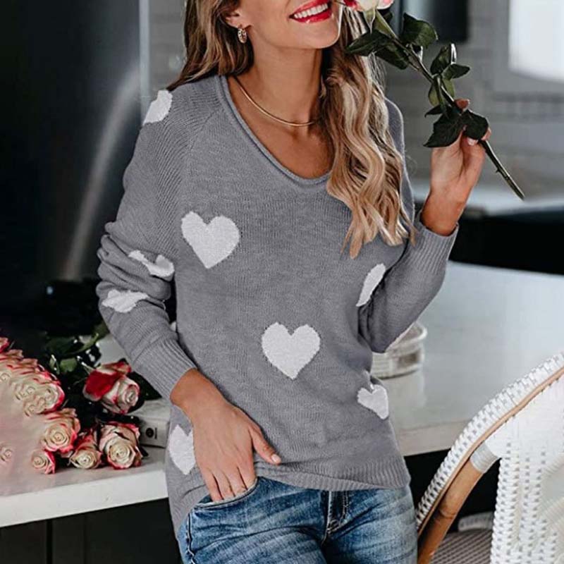 Woldine Sweater | Jersey de punto con estampado de corazones para mujer