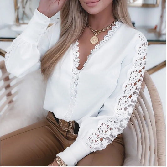 Grace - Elegante blusa blanca para mujer, estilo 2025