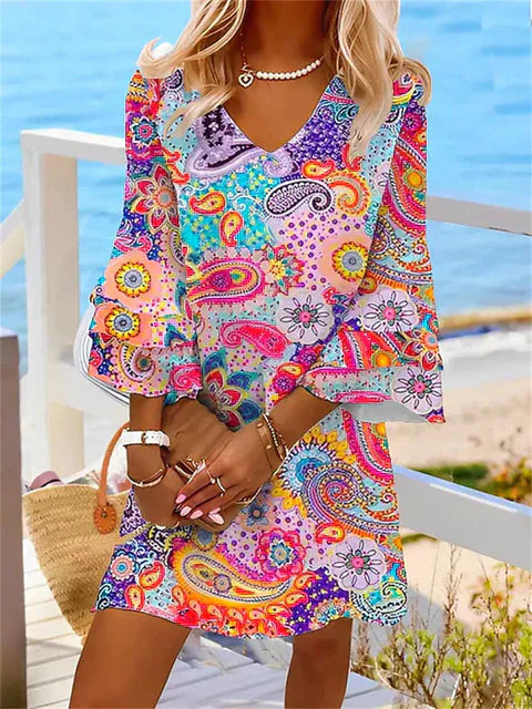 Vestido de verano estampado de colores