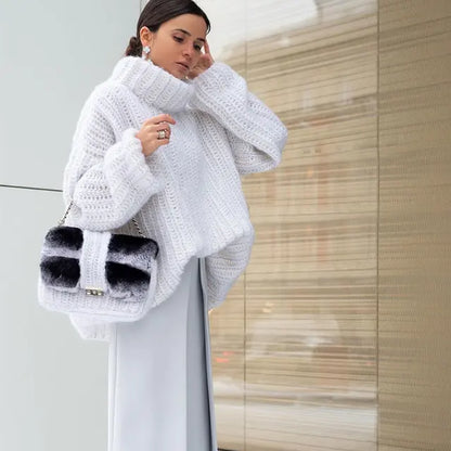 Peneliora - Cómodo jersey de punto de cuello alto para mujer