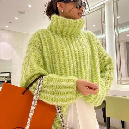 Peneliora - Cómodo jersey de punto de cuello alto para mujer